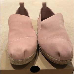 Tom’s Deconstructed Alpargata Pink Suede Slip Ons